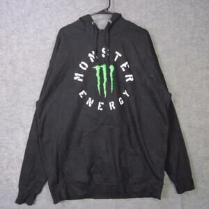 Monster Energy Hoodie Mens 3XL Black Pullover Fleece Graphic Logo Sweatshirt